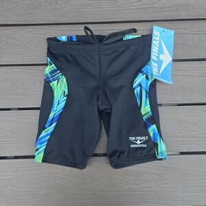 TYR The Finals Geometric Splice Swimwear Boy Black/multi Jammers Size 22 New